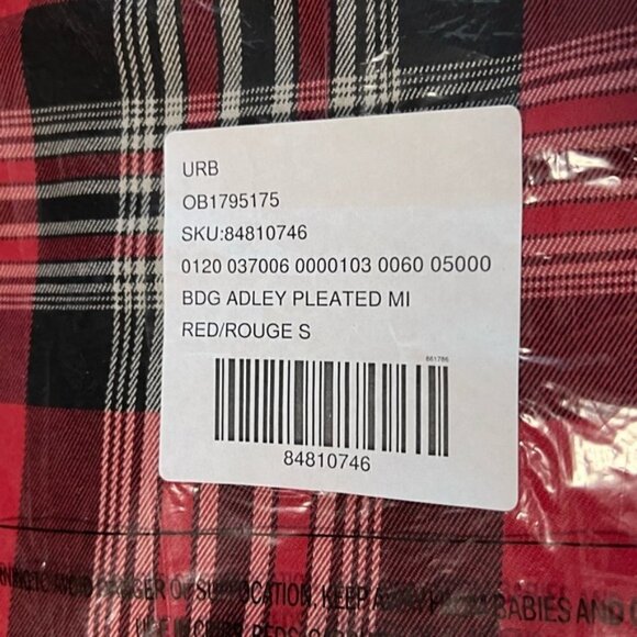 Urban Outfitters - BDG, Adley Pleated Midi Skirt - Red. Size: S. NWT. - Picture 3 of 11